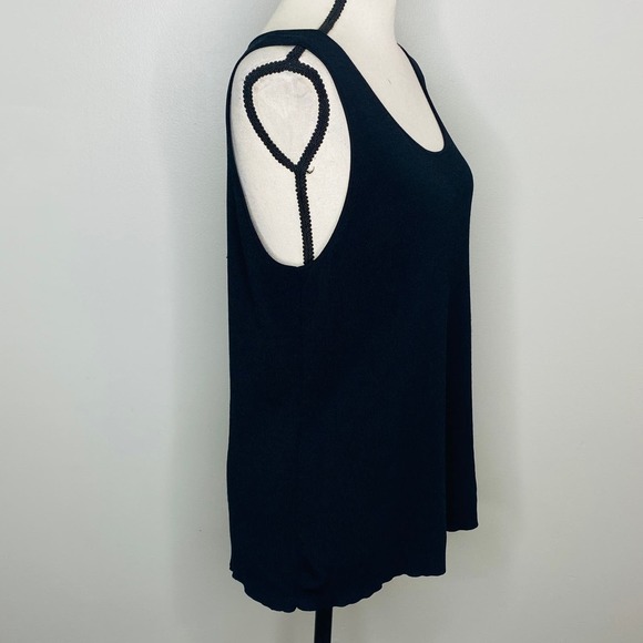 Chicos Viscose Rib Knit Tank Top Shell Women 2 L Stretch Classic Layering Summer - Picture 3 of 6